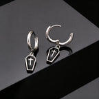 Gothic Coffin Cross Dangle Earrings for Men, Waterproof Stainless Steel Punk Earrings, Unique Fashion Piercing Jewelry Gift