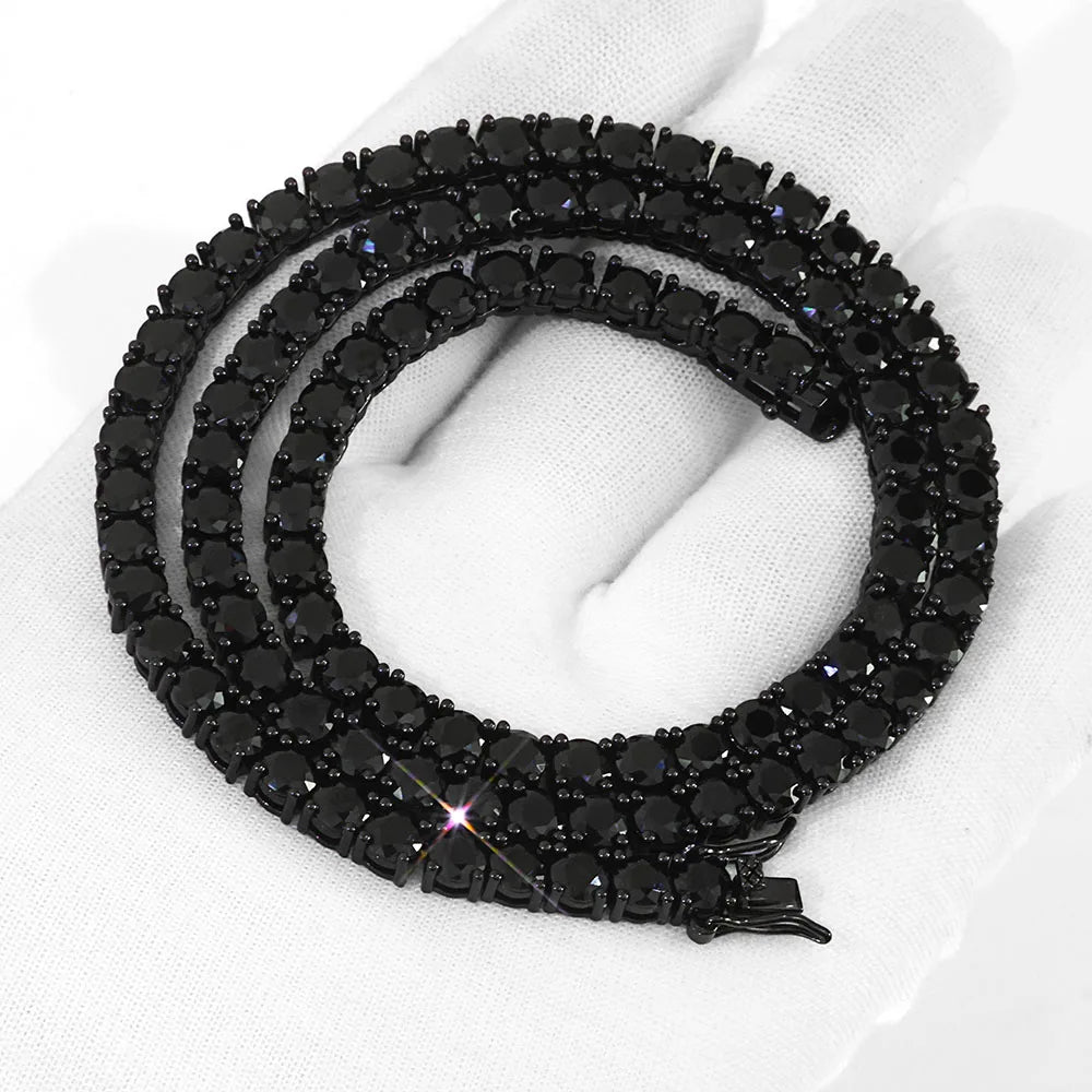 3MM Black CZ Tennis Chain Bracelet Hip Hop Black Ice Plated Tennis Bracelet Men and Women High End Accessories