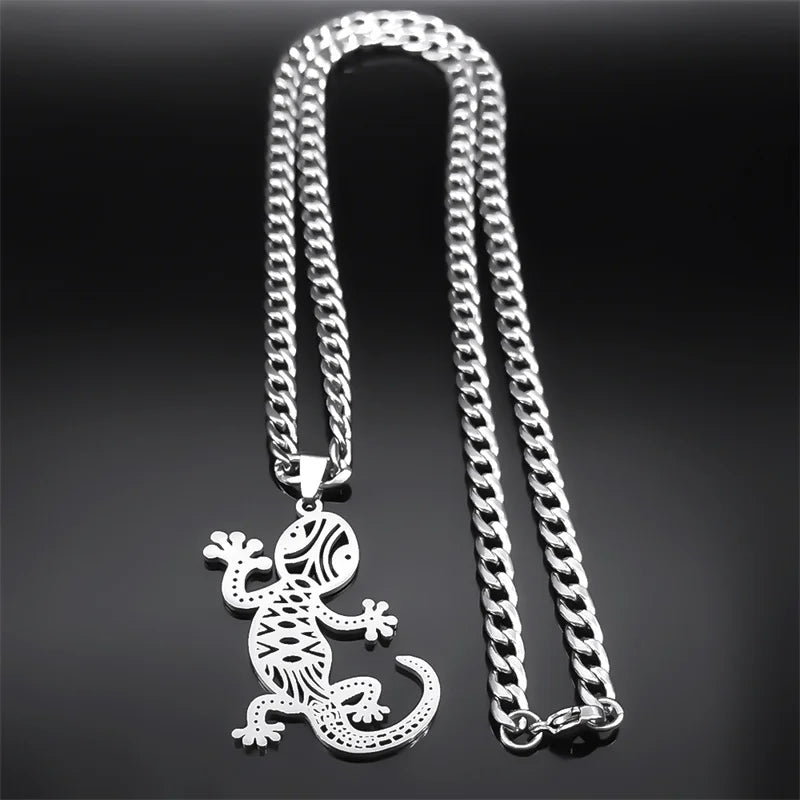Gecko Statement Chain Necklace — Stainless Steel