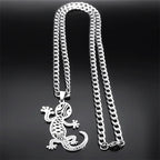 Gecko Statement Chain Necklace — Stainless Steel
