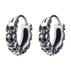Skull Hoop Earrings Punk Party Men Women — 316L Stainless Steel