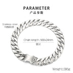 24/31MM Larger Cuban Chain Dog Bone Charm Necklace for Men Women Stainless Steel 316L Heavy Choker Punk Trendy Jewelry Cool Gift