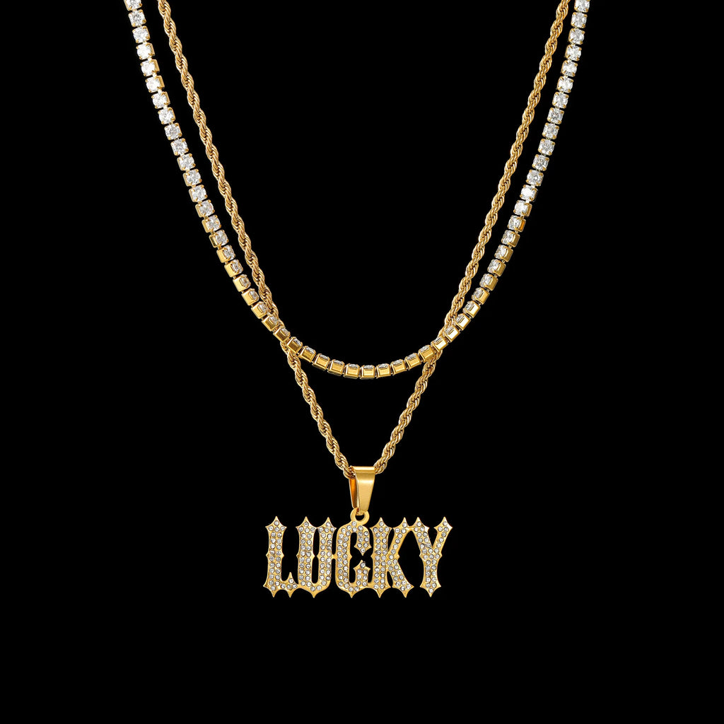 Personalized Custom Zircon Name Necklace Stainless Steel for Women Men Double Layers Zircon Twist Chain Birthday Jewelry Gift