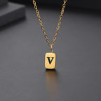 Letter Pendant Square Chain — Gold