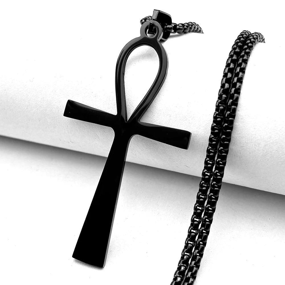 Egyptian Ankh Cross Stainless Steel Necklace Women/Men Symbol of Life Cross Necklace Jewelry Cadenas De Acero Inoxidab