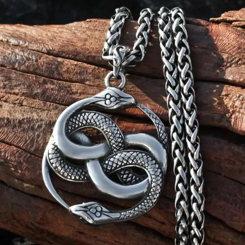 Punk Double Ouroboros Pendant Gothic Animal Eternal Snake Necklace Men Cool Hip Hop Trendy Party Jewelry