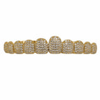 Rhinestone Teeth Grillz Set Top & Bottom Hollow Removable Caps