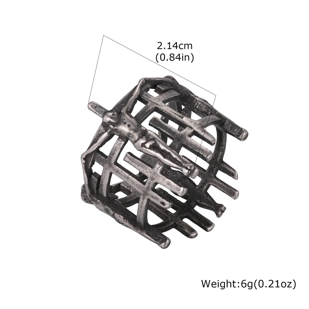 Men's Retro Jesus Cross Ring, Fashion Vintage Stainless Steel Ring for Men, Waterproof Punk Classic Religious Jewelry