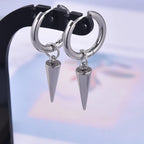 Spike Cone Drop Huggie Hoop Earrings for Men — Stainless Steel