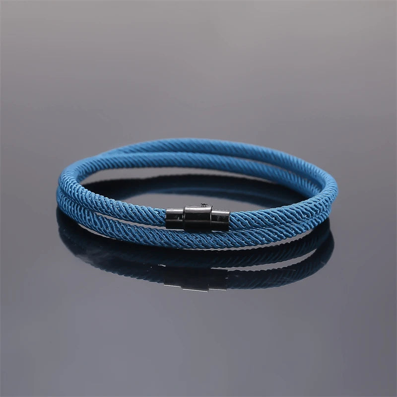 New Minimalist Men's Rope Bracelet Double Layer Survival Bracelet Accessories Boyfriend Gift Magnet Buckle Men's