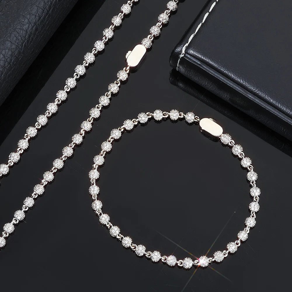 Gold Iced Out Bead Necklace 4MM Ball Chain