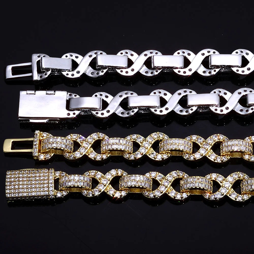 Iced Out Infinity Bracelet Stainless Steel 10MM