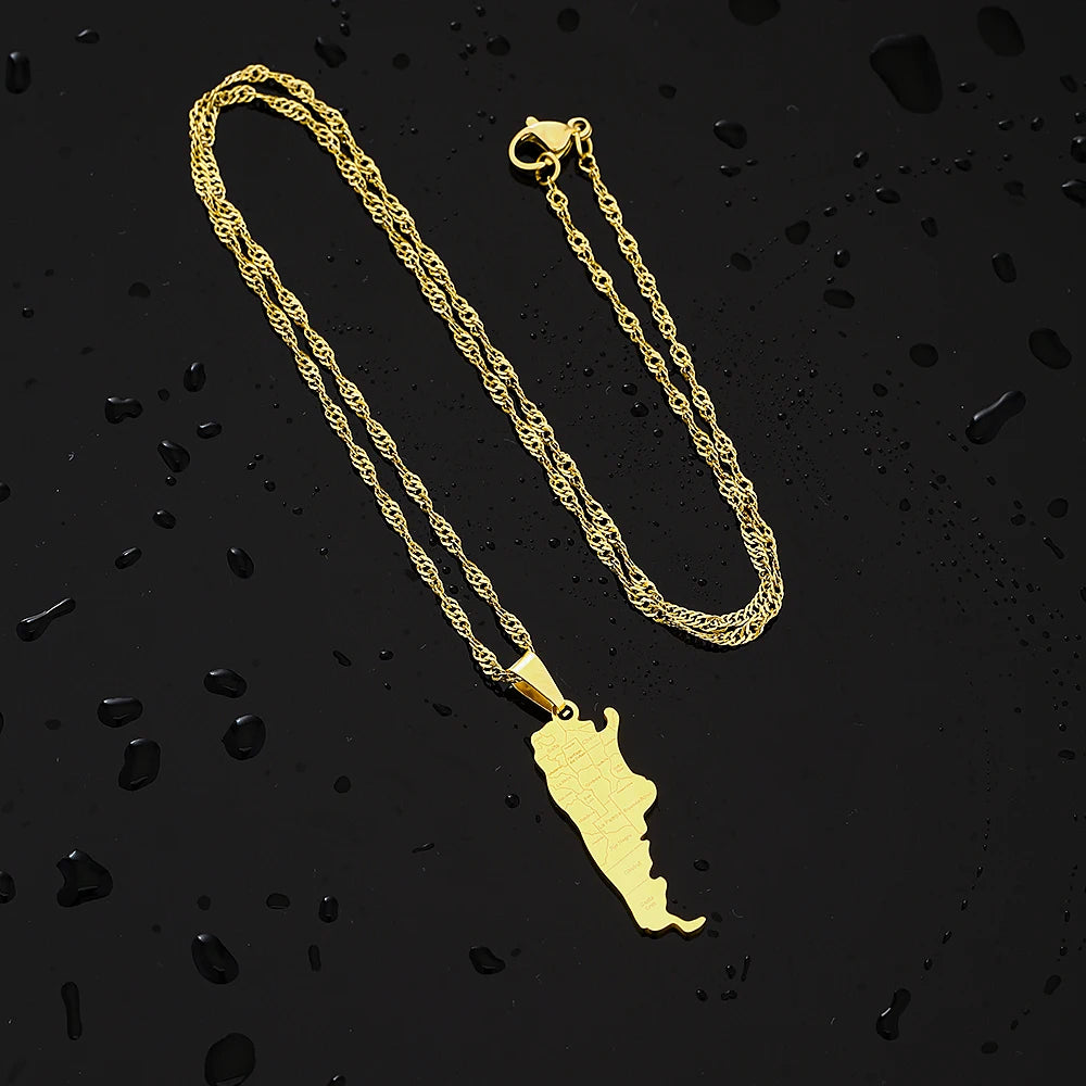 Fashion Argentina Map City Pendant Necklace Stainless Steel Men Women Gold Color Ethnic Maps Jewelry Gift