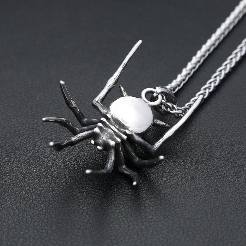 Gothic Spider Pendant Necklace — Stainless Steel