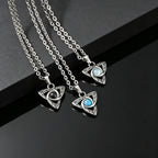 Vintage Celtic Knot Pendant Inlaid Black Opal Turquoise Necklace for Men, Retro Fashion Natural Stone Stainless Steel Jewelry