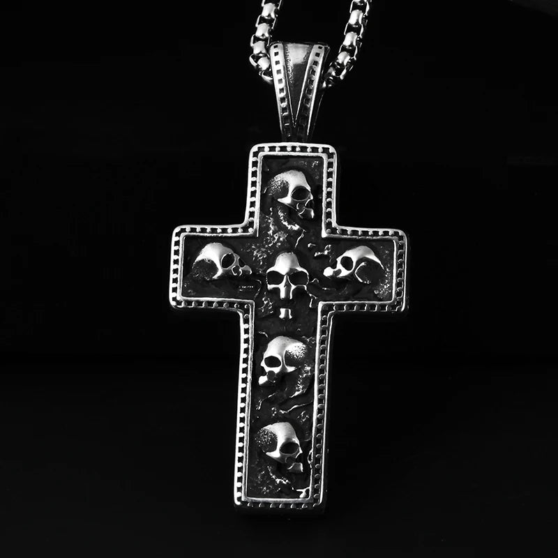 Vintage Punk Skull Necklace for Men Women 316L Stainless Steel Necklaces Men's chain Fashion Male Kiss Jewelry OSDZ201
