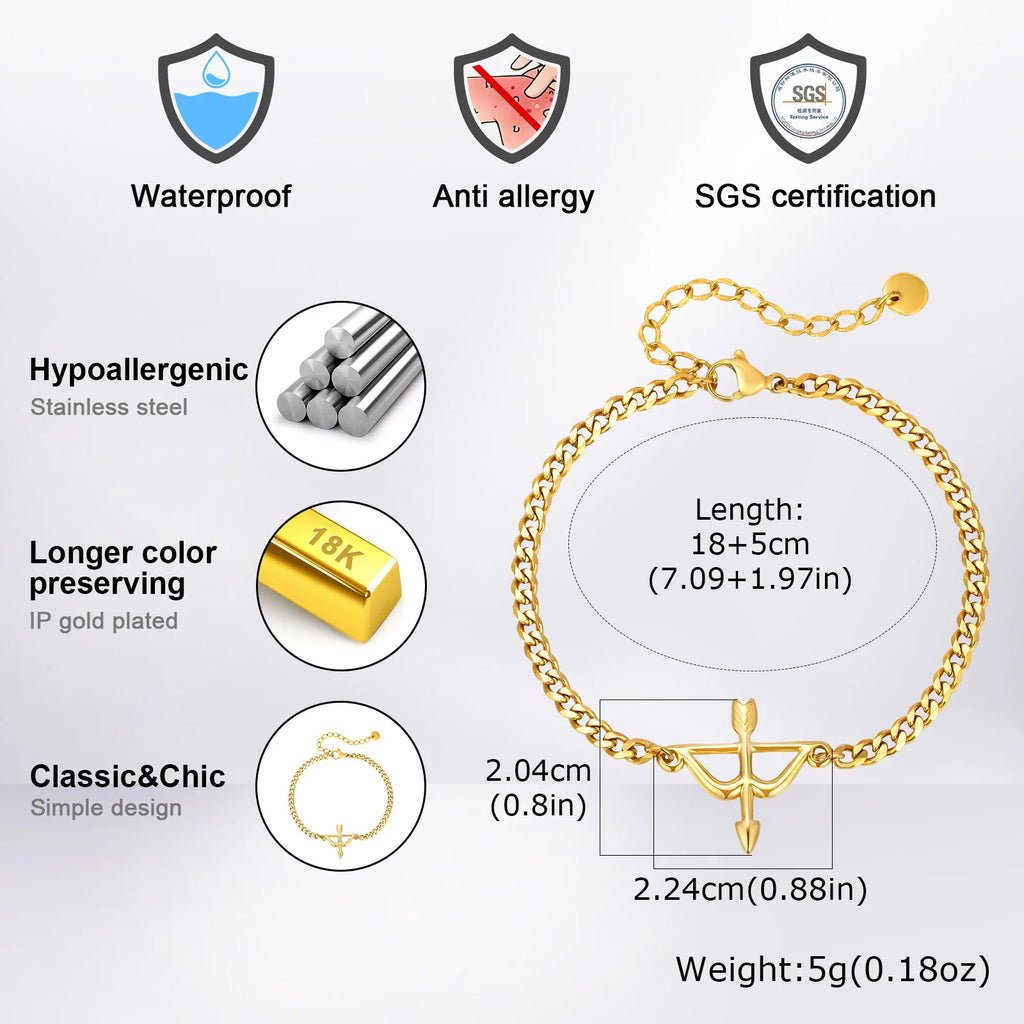 Bow and Arrow Chain Bracelet — Stainless Steel
