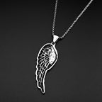 Simple Retor Angel Wing Chain For Women Men Stainless Steel Silver Color Grain Gothic Fashion Daily Wear Necklace