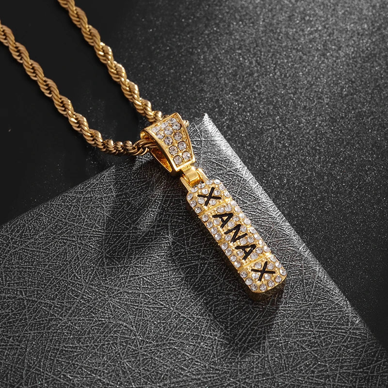 Zircon Long Pendant Necklace — Zinc Alloy