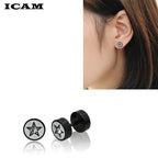 Barbell Dumbbell Stud Earrings — Stainless Steel