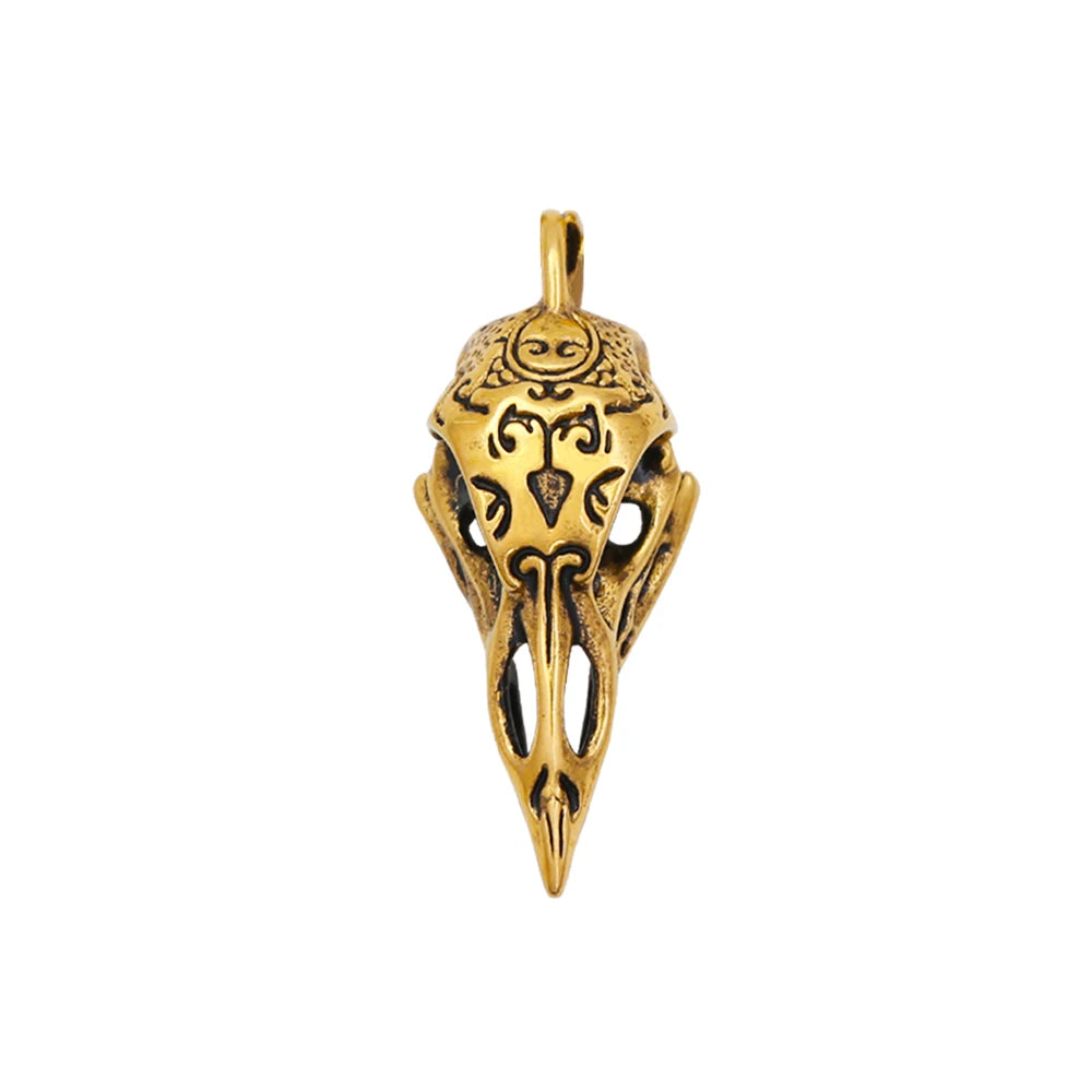 Raven Skull Pendant — Stainless Steel