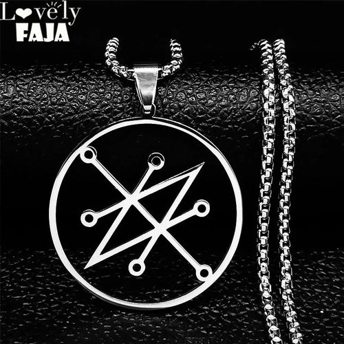 Azazel Sigil Silver Pendant Necklace — Stainless Steel