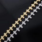 ZAKOL 20/50CM Iced Out Buling Rhinestone CZ Cross Tennis Chain Bracelet Necklace Set Women Men Fashion Hip-hop Rock Jewels