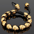 Handmade Braided Man Bracelet Skull Beads On Hand Bands Bracelets for Men Punk Gothic Stainless Steel Men's Jewelry