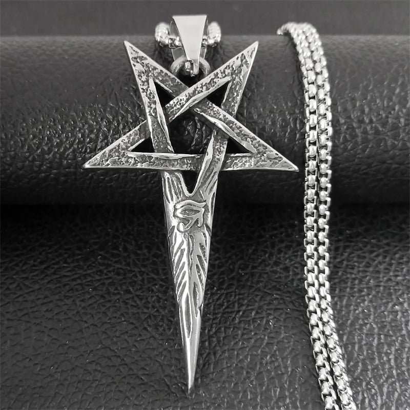 Eye of Horus Pentagram Stainless Steel Pendant Necklace