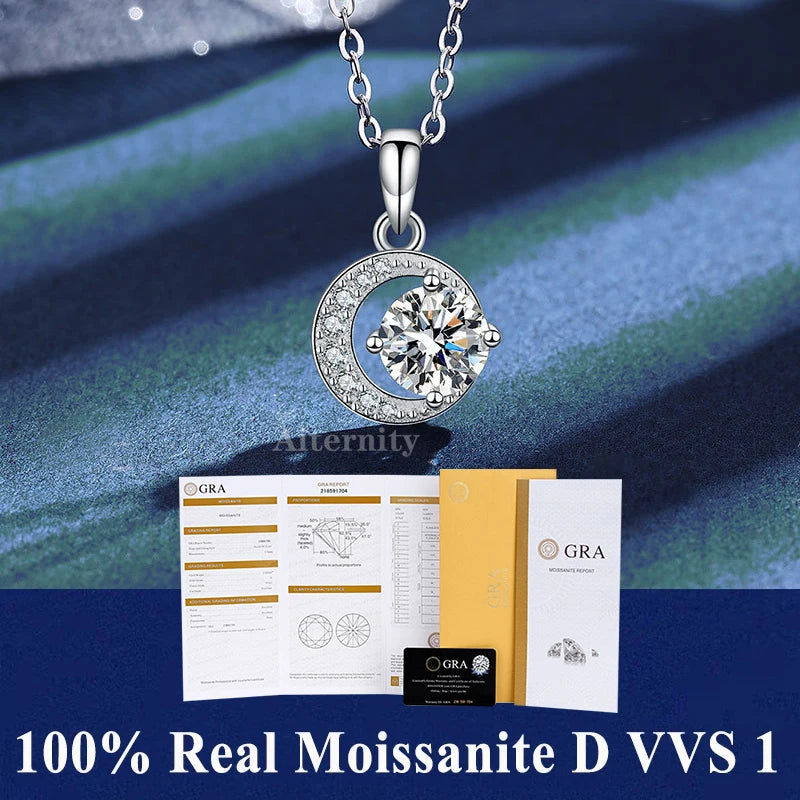 0.5ct-1.0ct VVS1 D Color Moissanite Necklace 925 Soild Sterling Sliver Chain with Certificate Fine Jewelry for Woman Jewelry