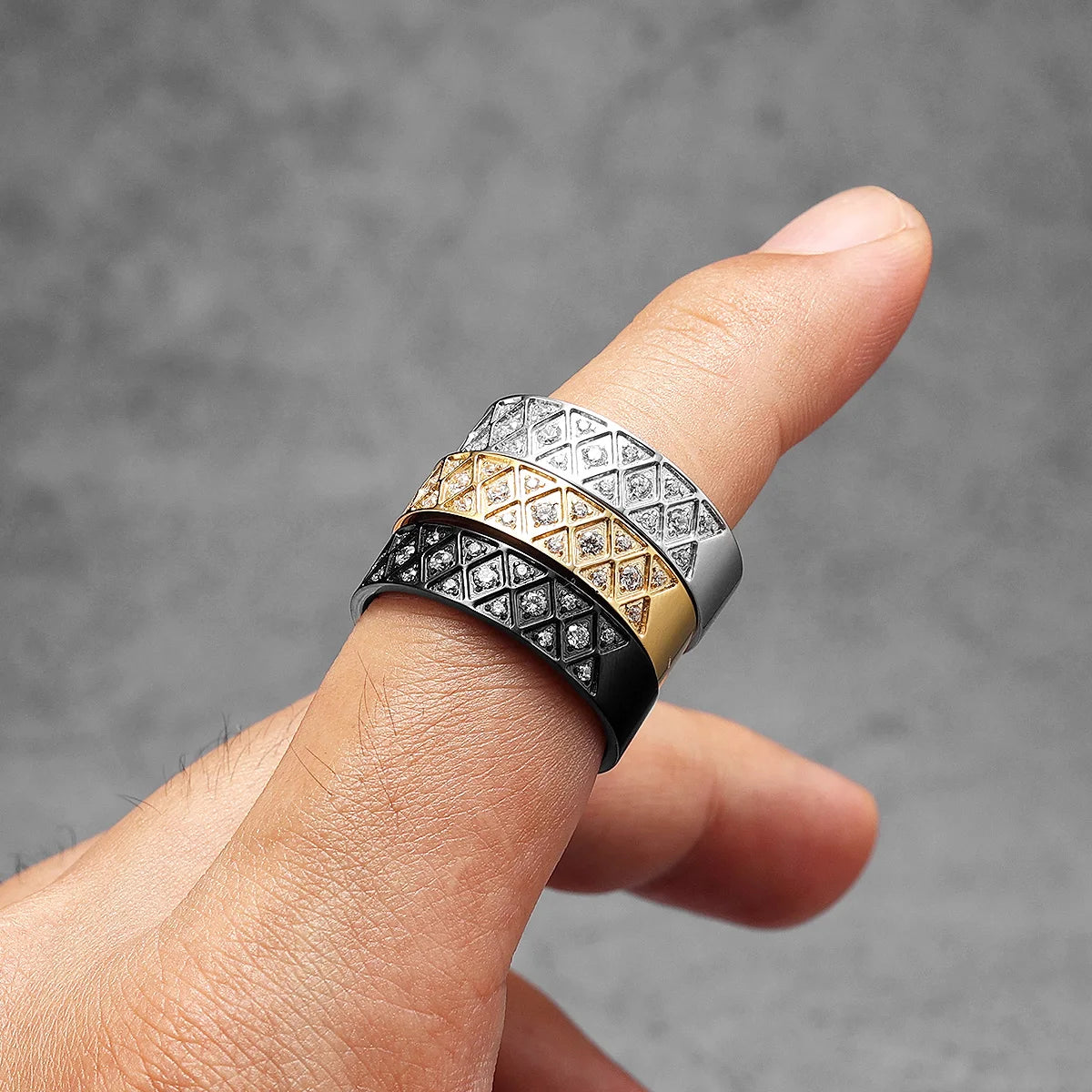 Gemstone Statement Ring — Stainless Steel
