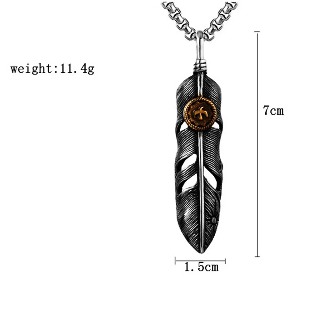 Vintage Stainless goro feather Necklace Men Women Punk Hip Hop Biker goro Pendant Chain Fashion Jewelry Gift