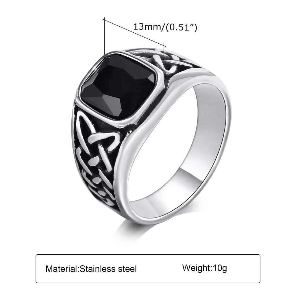 Viking Knot Natural Stone Signet Ring