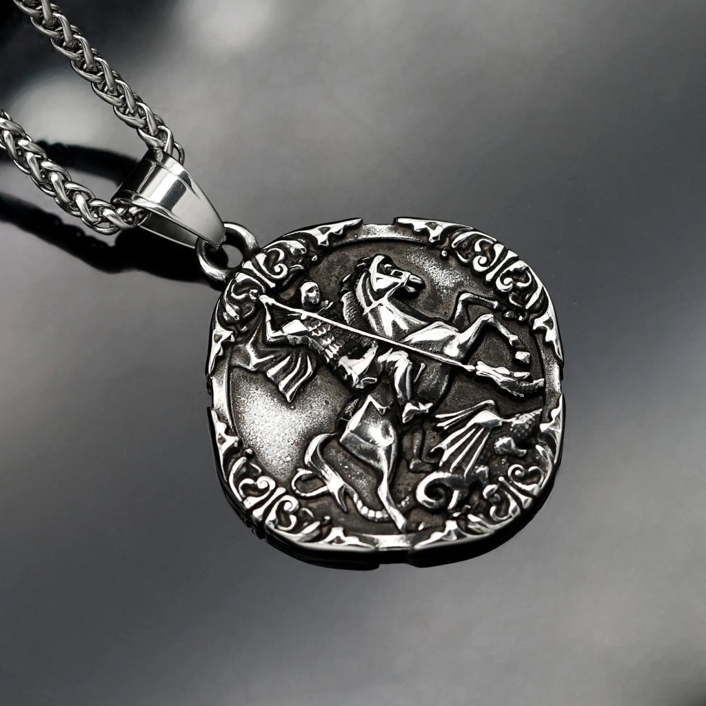 New Jewelry Viking War Horse Greek Latin Knights stainless steel Templar Exquisite Commemorative Seal Pendant Necklace