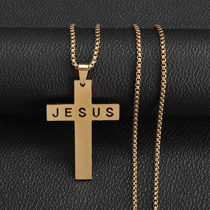 Vintage Christian Ice Crystal Jesus Head Pendant Necklace for Men and Women Cross Catholic Amulet Jewelry