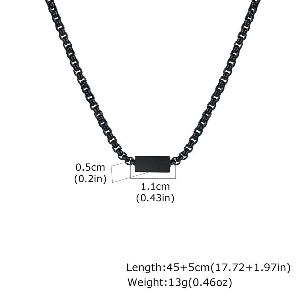 Letter Box Chain Pendant Necklace — Stainless Steel