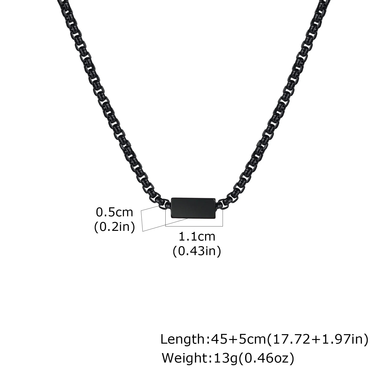 Letter Box Chain Pendant Necklace — Stainless Steel