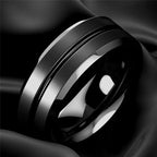 Fashion 8mm Men Rings Black Groove Matte Stainless Steel Rings For Men Wedding Engagement Jewelry Anniversary Birthday