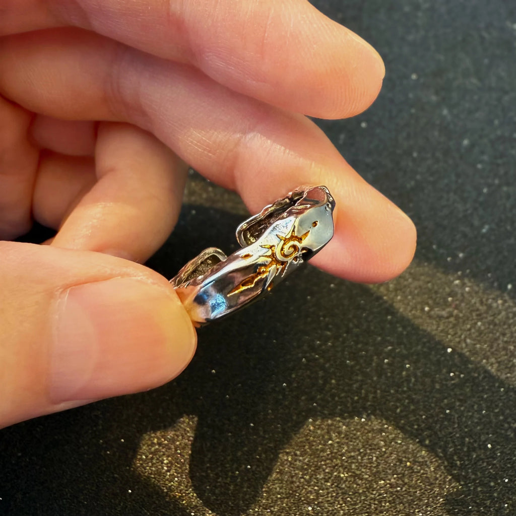 Retro Sun Rune Totem Adjustable Open Ring For Men Punk Gothic Edgy Copper Jewelry Unisex Elegant Vintage Accessories Trendy Gift
