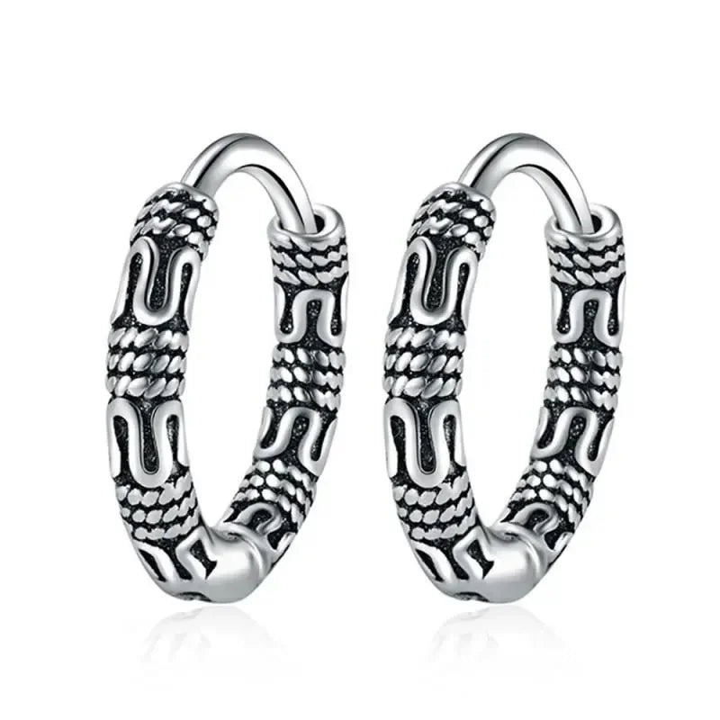Gothic Spiked Hoop Earrings Small Textured Huggie — Two-Tone