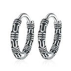 Gothic Spiked Hoop Earrings Small Textured Huggie — Two-Tone