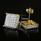 Iced Out Square Micro Pave CZ Stud Earrings for Men & Women