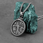 Viking Ouroboros Tree of Life Pendant Necklace — Stainless Steel
