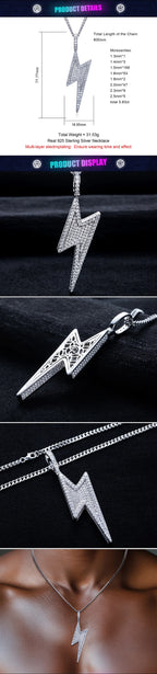 Iced Out Lightning Pendant — 925 Silver