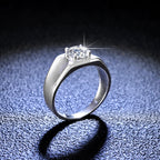 Minimalist Four-Prong Ring Men's 1ct Moissanite PT950 Platinum - 1ct moissanite, 4-prong design, understated luxury