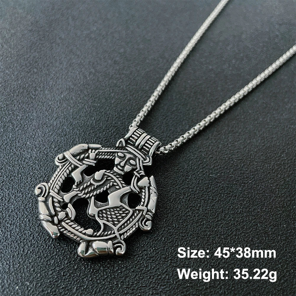 Norse Celtic Knot Beast Pendant Necklace — Stainless Steel