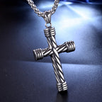 Korean Version Of Simple Stainless Steel Cross Necklace Pendant Men Fashion Christian Believer Pendant Punk Jewelry Gift