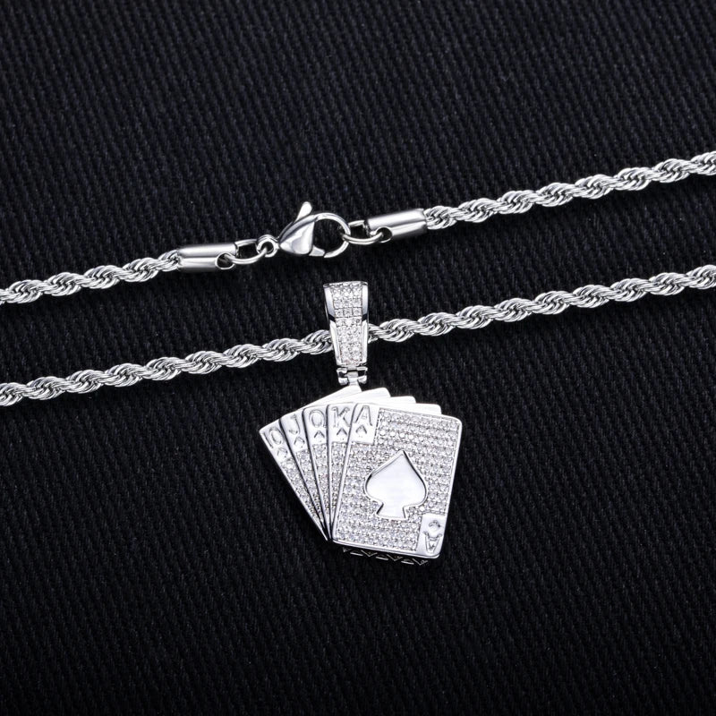Iced Out Ace of Spades Pendant — 14K Gold