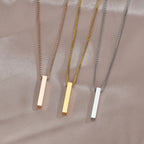 Vertical Blank Bar Pendant Necklace — Stainless Steel