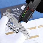 925 Silver Cuban Moissanite Bracelet VVS 15MM